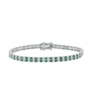 LADIES BRACELET 3CT ROUND/ROUND GREEN EMERALD DIAMOND 14K WHITE GOLD (ROUND GREEN EMERALD DIAMOND 2 3/4CT )