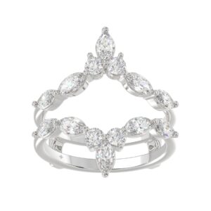 LADIES ENHANCERS RING 1 1/4CT ROUND/MARQUISE DIAMOND 14K WHITE GOLD