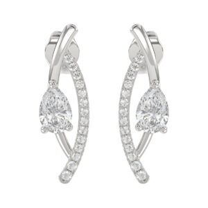14K WHITE GOLD 1.00CT ROUND/PEAR DIAMOND LADIES EARRINGS