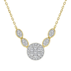 LADIES NECKLACE 0.50CT ROUND DIAMOND 14K YELLOW GOLD