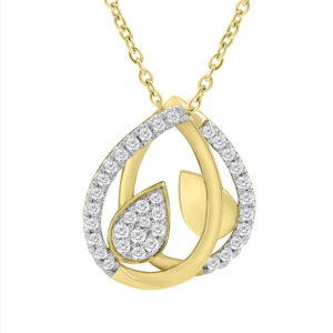 LADIES PENDANT WITH CHAIN 0.25CT ROUND DIAMOND 10K YELLOW GOLD