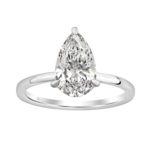 14K WHITE GOLD 2.00CT PEAR/ROUND DIAMOND LADIES RING (CENTER STONE PEAR DIAMOND 2CT)