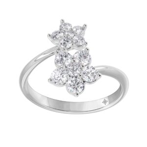 LADIES RING 1CT ROUND DIAMOND 14K WHITE GOLD