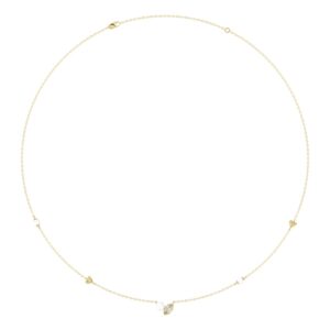 10K Yellow Gold Pearl & Ladies Necklace 1/5CT  Marquise Diamonds (Color F-G -Clarity VS1/VS2)
