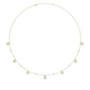 14K YELLOW GOLD 1.00CT ROUND/PEAR DIAMOND LADIES NECKLACE