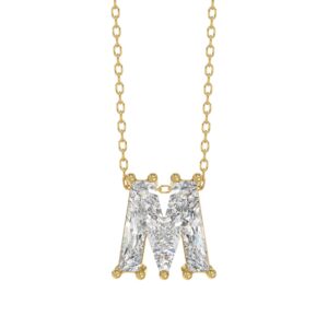 14K YELLOW GOLD 1 5/8CT FANCY CUT ALPHABET DIAMOND LADIES PENDANT WITH CHAIN