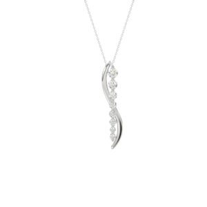 14K WHITE GOLD 3/8CT ROUND DIAMOND LADIES PENDANT WITH CHAIN