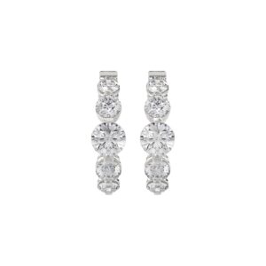 14K WHITE GOLD 3 1/2CT ROUND DIAMOND LADIES HOOPS EARRINGS