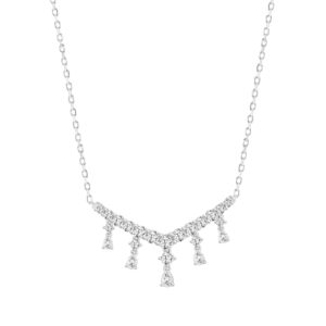 LADIES NECKLACE 3CT ROUND/PEAR DIAMOND 14K WHITE GOLD