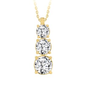 LADIES PENDANT WITH CHAIN 4CT ROUND DIAMOND 14K YELLOW GOLD