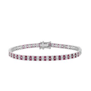 14K WHITE GOLD 5 3/4CT ROUND/RUBY ROUND DIAMOND LADIES BRACELET (RUBY ROUND DIAMOND 2 3/4CT)