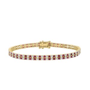 14K YELLOW GOLD 5 3/4CT ROUND/RUBY ROUND DIAMOND LADIES BRACELET (RUBY ROUND DIAMOND 2 3/4CT)