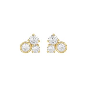 Classic 10K Yellow Gold  Round Lab Grown Diamond Ladies Fashion Earring 3/4Ct (Color F-G -Clarity Vs1/Vs2)