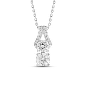 14K WHITE GOLD 1 1/2CT ROUND DIAMOND LADIES PENDANT WITH CHAIN