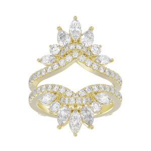LADIES ENHANCERS RING 2 1/4CT ROUND/PEAR/MARQUISE DIAMOND 14K YELLOW GOLD
