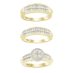 LADIES TRIO SET 1.00CT ROUND DIAMOND 10K YELLOW GOLD