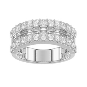 LADIES BAND 1.00CT ROUND/BAGUETTE DIAMOND 14K WHITE GOLD