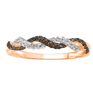 LADIES RING 0.25CT ROUND/DARK BROWN DIAMOND 14K ROSE GOLD