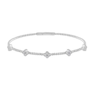 14K WHITE GOLD 3/8CT ROUND DIAMOND LADIES BANGLE