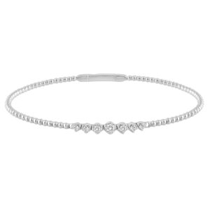 14K WHITE GOLD 1/4CT ROUND DIAMOND LADIES BANGLE