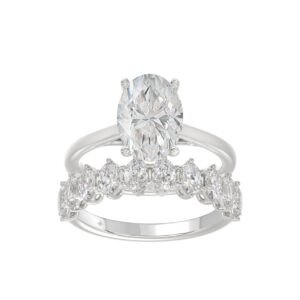 14K WHITE GOLD 4 1/2CT ROUND/OVAL DIAMOND LADIES BRIDAL SET (CENTER STONE OVAL DIAMOND 3.00CT)