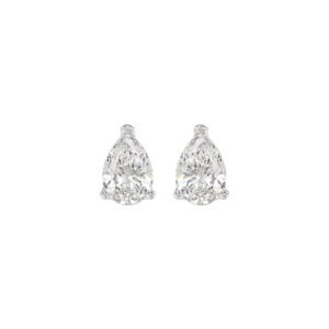 LADIES SOLITAIRE EARRINGS 1 1/2CT PEAR DIAMOND 14K WHITE GOLD