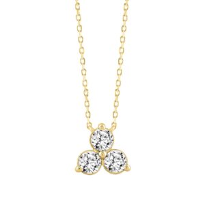 LADIES NECKLACE 1CT ROUND DIAMOND 14K YELLOW GOLD WITH CHAIN