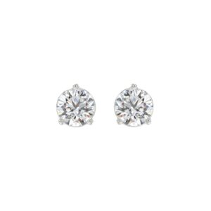 LADIES SOLITAIRE EARRINGS 2 1/2CT ROUND DIAMOND 14K WHITE GOLD
