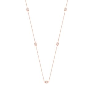 14K ROSE GOLD 3/4CT EMERALD DIAMOND LADIES NECKLACE