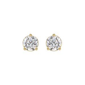 LADIES SOLITAIRE EARRINGS 2 1/2CT ROUND DIAMOND 14K YELLOW GOLD