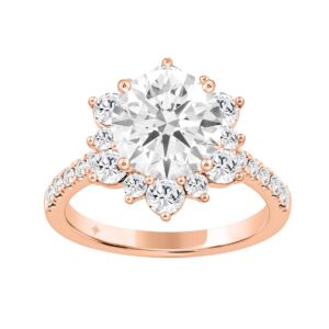 14K ROSE GOLD 3.00CT ROUND DIAMOND LADIES RING (CENTER STONE ROUND DIAMOND 2CT)