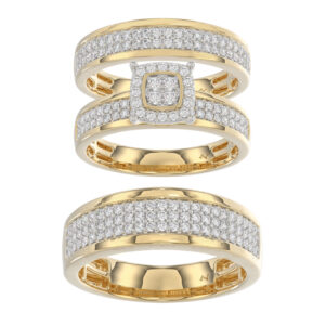 LADIES TRIO SET 1.00CT ROUND DIAMOND 10K YELLOW GOLD
