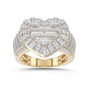 LADIES RING 1.00CT ROUND/BAGUETTE DIAMOND 10K YELLOW GOLD