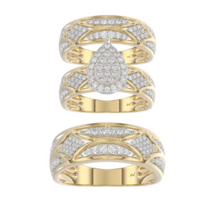 LADIES TRIO SET 1.33CT ROUND DIAMOND 10K YELLOW GOLD