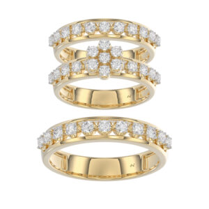 LADIES TRIO RING 1.30CT ROUND DIAMOND 10K YELLOW GOLD