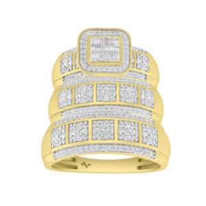 LADIES TRIO SET 1.00CT ROUND/BAGUETTE DIAMOND 10K YELLOW GOLD