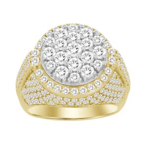 MEN'S RING 3.50CT ROUND DIAMOND 10K YELLOW GOLD