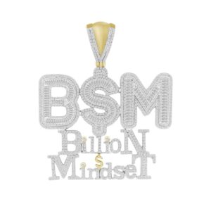 MEN'S CHARM 1.85CT ROUND/BAGUETTE DIAMOND 10K YELLOW GOLD