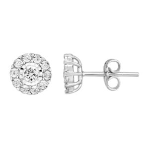 LADIES EARRINGS 0.50CT ROUND DIAMOND 10K WHITE GOLD