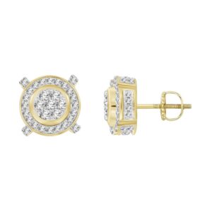 LADIES STUD EARRINGS 0.50CT ROUND DIAMOND 10K YELLOW GOLD