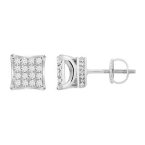 LADIES EARRINGS 1.00CT ROUND DIAMOND 14K WHITE GOLD