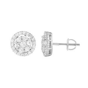 LADIES EARRINGS 0.75CT ROUND DIAMOND 10K WHITE GOLD