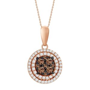 LADIES PENDANT WITH CHAIN 0.33CT ROUND DARK BROWN DIAMOND 14K ROSE GOLD