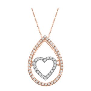 LADIES PENDANT 0.20CT ROUND DIAMOND 10K WHITE/ROSE GOLD