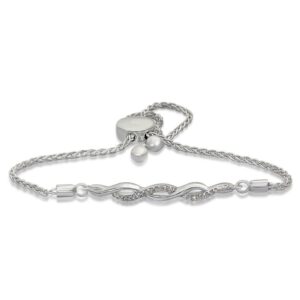 LADIES BRACELET 0.10CT ROUND DIAMOND STERLING SILVER/WHITE GOLD