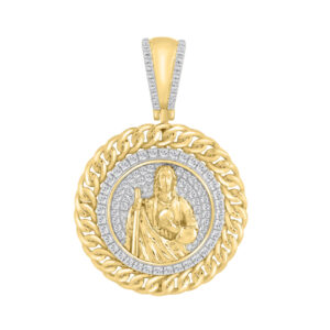 MEN'S CHARM PENDANT 0.33CT ROUND DIAMOND 10K YELLOW GOLD