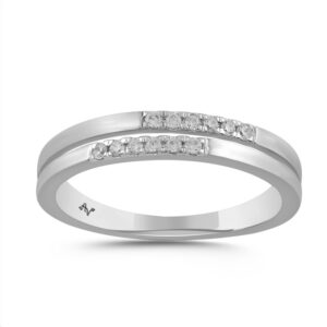 LADIES BAND 0.10CT ROUND DIAMOND 10K WHITE GOLD