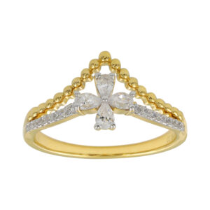 LADIES  RING 0.33CT ROUND/PEAR DIAMOND 14K YELLOW GOLD