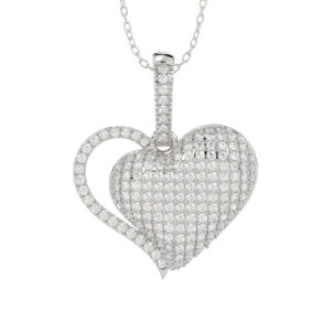 LADIES PENDANT 0.50CT ROUND DIAMOND 14K WHITE GOLD WITH CHAIN