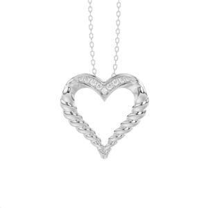 LADIES PENDANT WITH CHAIN 0.07CT ROUND DIAMOND 14K WHITE GOLD